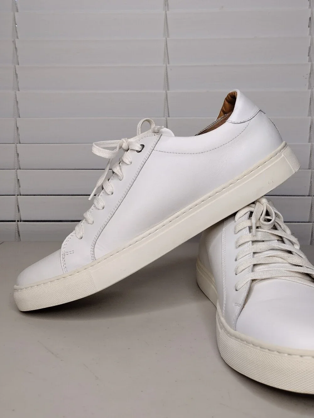 Suitsupply White Leather Low-Top Lace-Up Sneakers Sz 11